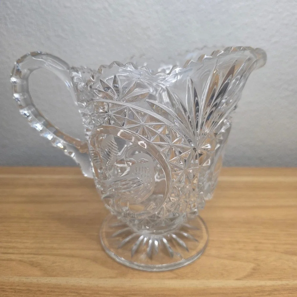 Vintage Hofbauer The Byrdes Collection Lead Cut Crystal Milk Pitcher Germany 6
